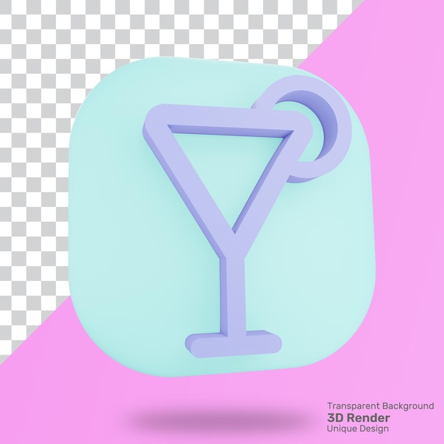 3D-Rendering-Cocktail-Symbol Premium-PSD