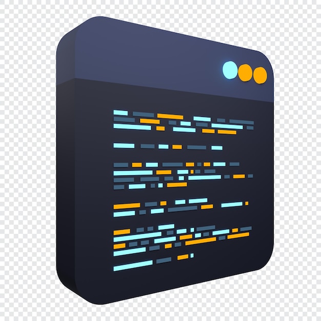 3D-Rendering-Codierungssymbol Codierungsbildschirm 3D-Rendering Programmierung mit Syntaxcode 3D-Rendering-Illustration