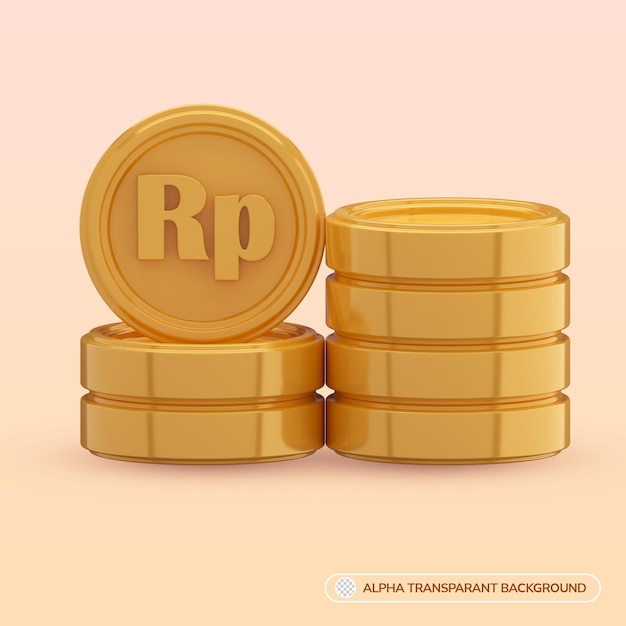 3d rendering concepto creativo símbolos moneda rupia de dinero