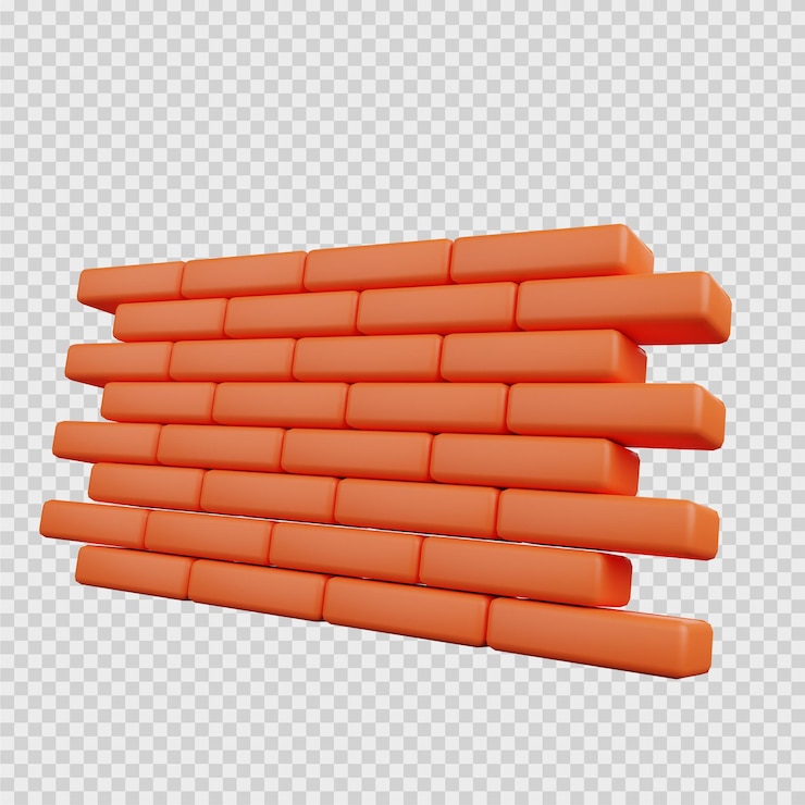 PSD 3d rendering concetto costruzione icona muro di mattoni