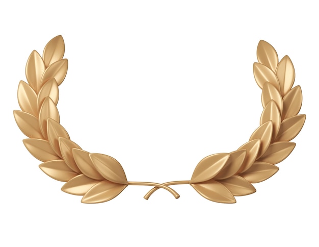 3d rendering corona d'oro di alloro trofeo premio campione concetto di vittoria