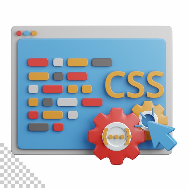 PSD 3d-rendering css-codierung isoliert nützlich für technologie, programmierung, entwicklung, codierung, software, app, computing, server und verbindungsdesignelement