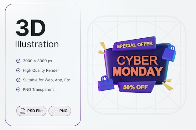 3D-Rendering Cyber Monday Konzept Modernes Design