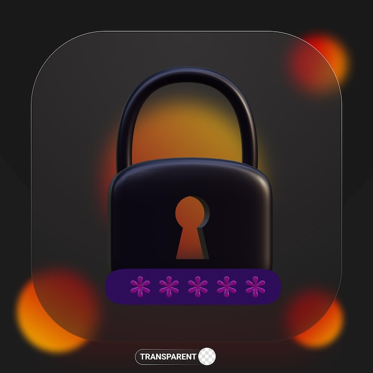 PSD 3d rendering cyber password security