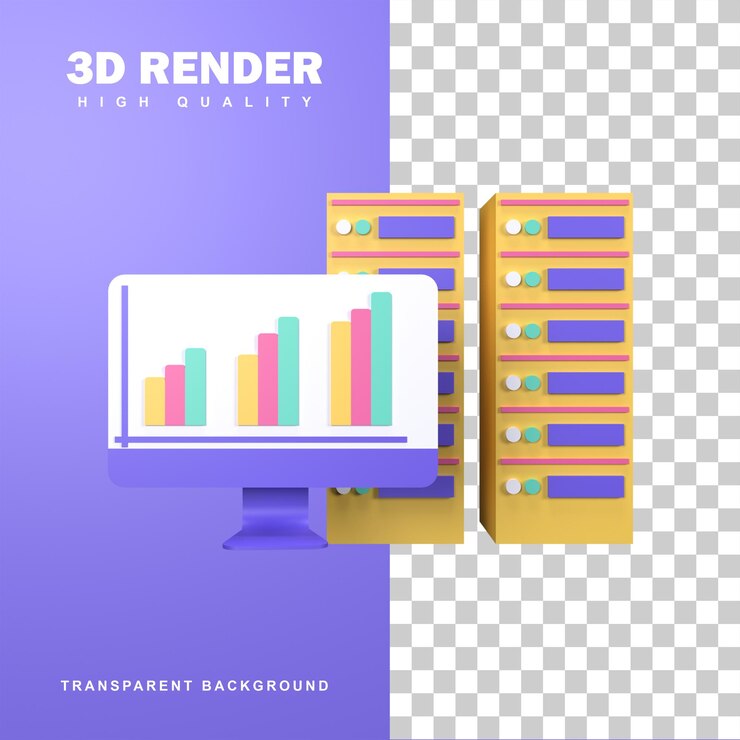 PSD 3d rendering data center concept.
