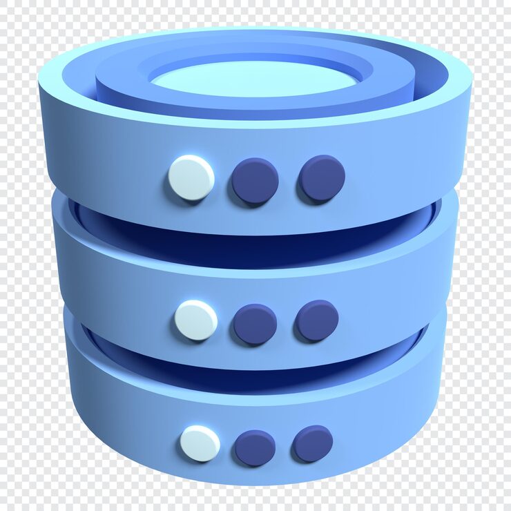 PSD 3d rendering del database server di database icona di rendering 3d rete e database informatica illustrazione di rendering 3d