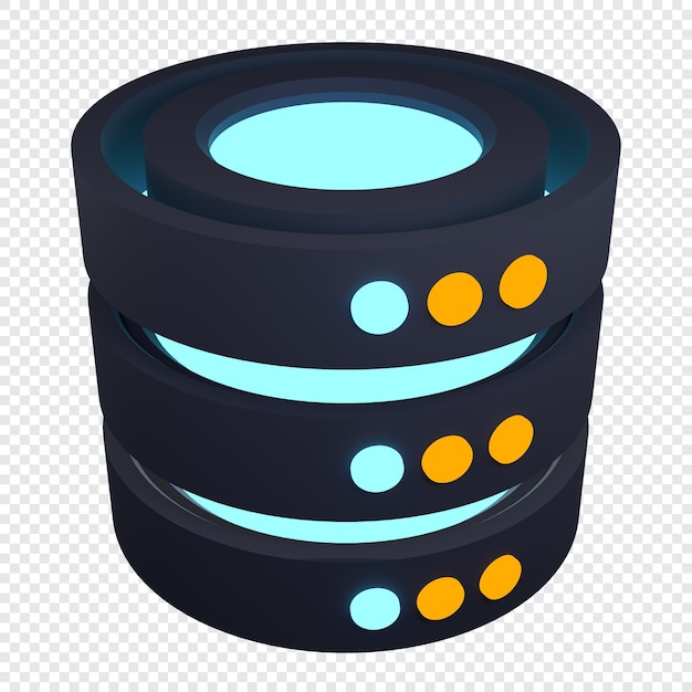 3d rendering del database Server di database icona di rendering 3d Rete e database Informatica illustrazione di rendering 3D