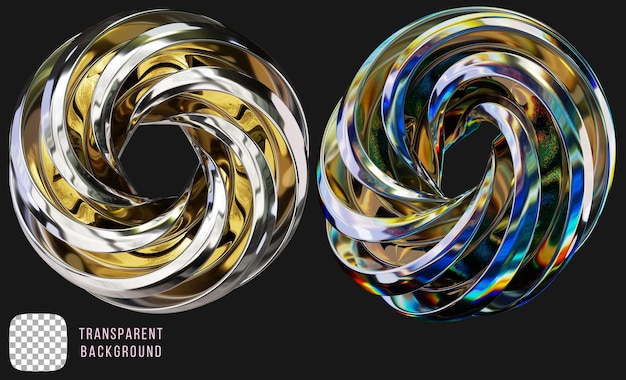 3D-Rendering der abstrakten Torusform in Psd-Chrom
