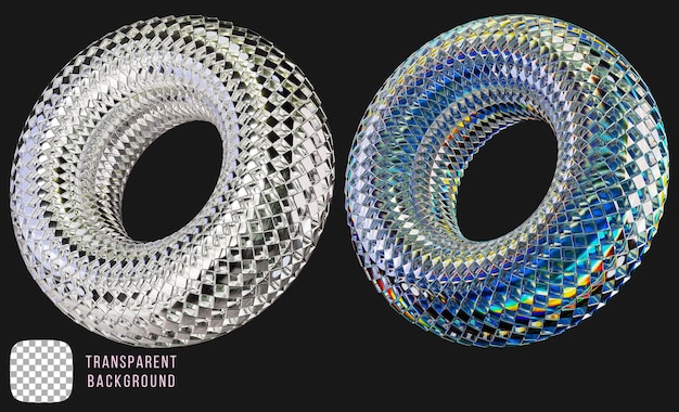 3D-Rendering der abstrakten Torusform in Psd-Chrom