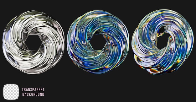 3D-Rendering der abstrakten Torusform in Psd-Chrom