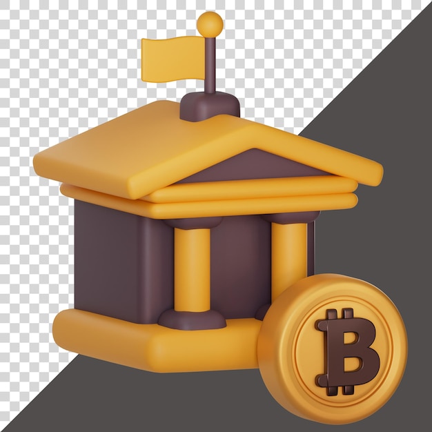3D-Rendering der Bitcoin-Handelsbank