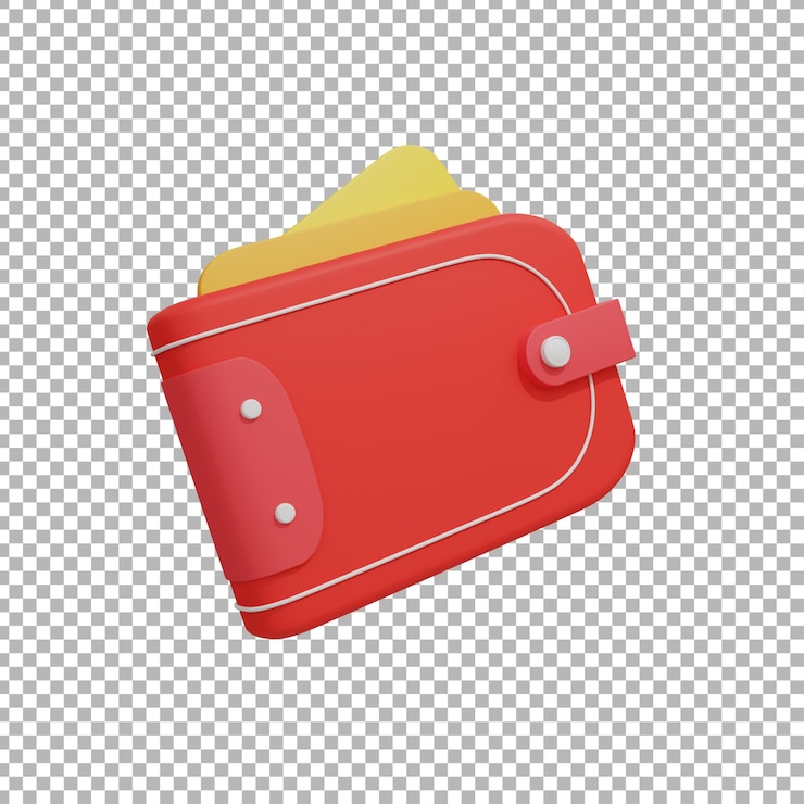 PSD 3d-rendering der brieftaschenillustration