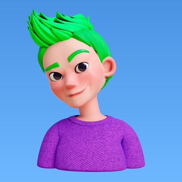 3D-Rendering der Frisur für das Avatar-Design