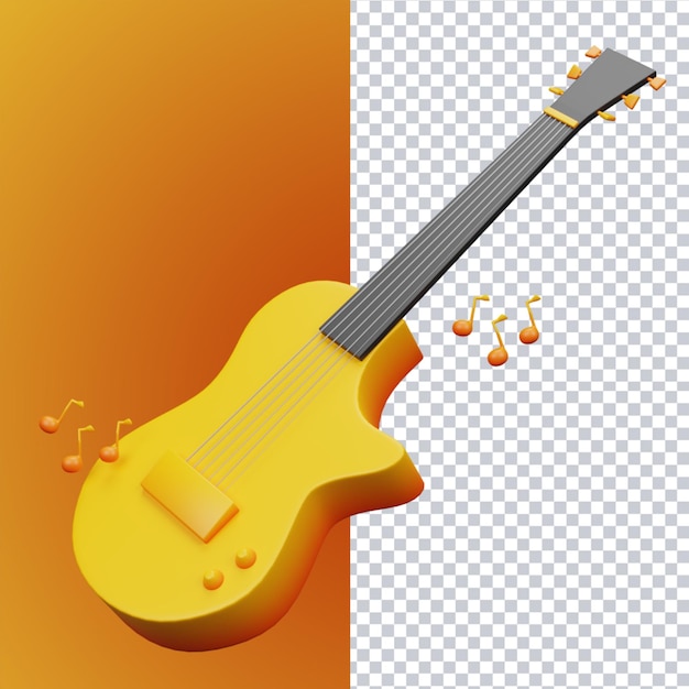 3D-Rendering der Gitarre für soziale Medien