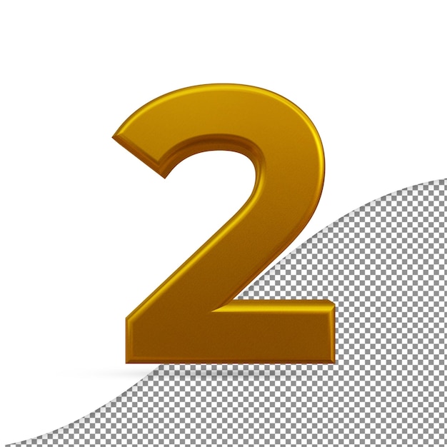 3D-Rendering der goldenen Zahl 2
