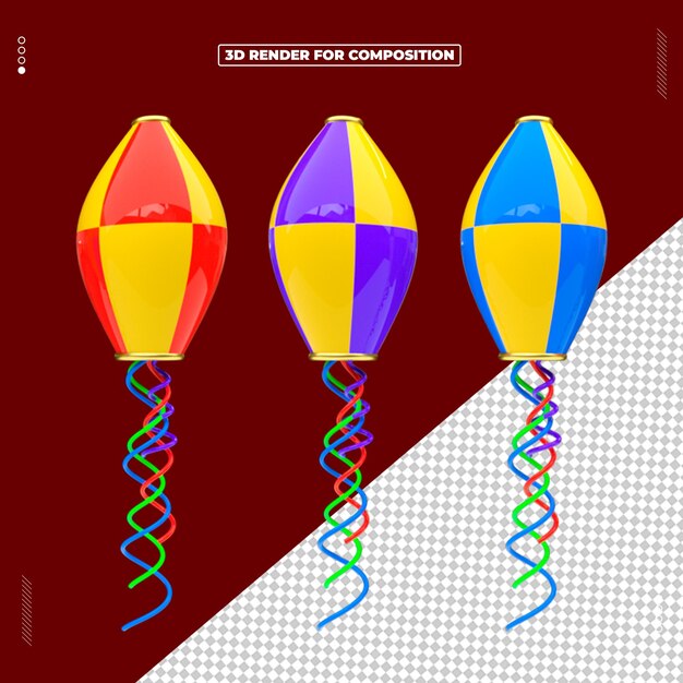 3D-Rendering der Juni-Feier Juni-Ballon