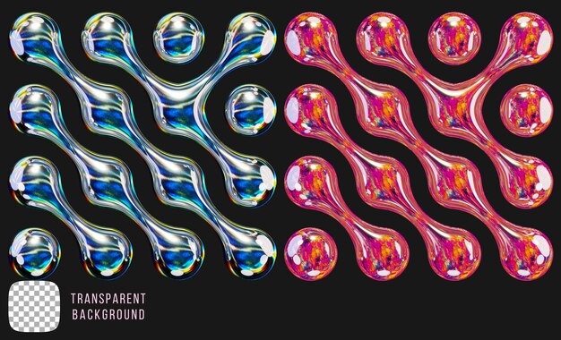3D-Rendering der Metabolballform von Psd metallic y2k
