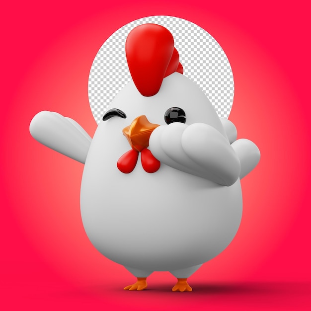 PSD 3d-rendering der niedlichen cartoon-huhn-tierfigur