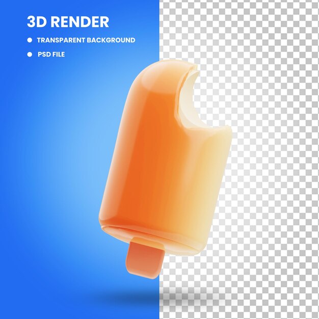 3D-Rendering der orangefarbenen Eiscreme-Symbolillustration