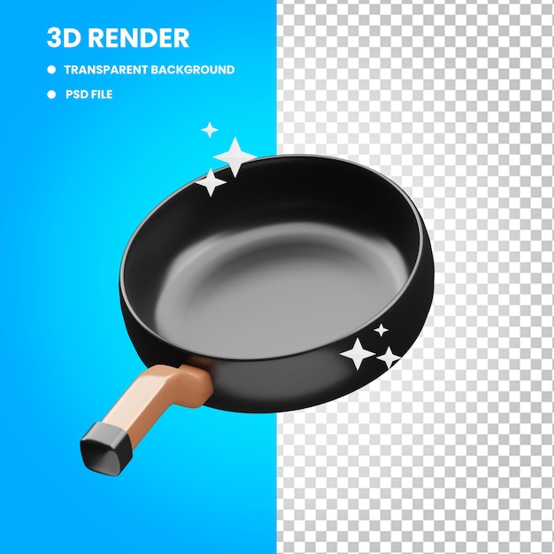 PSD 3d-rendering der pfannensymbolillustration