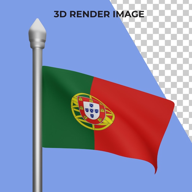 3D-Rendering der portugiesischen Flagge Konzept portugiesischer Nationaltag