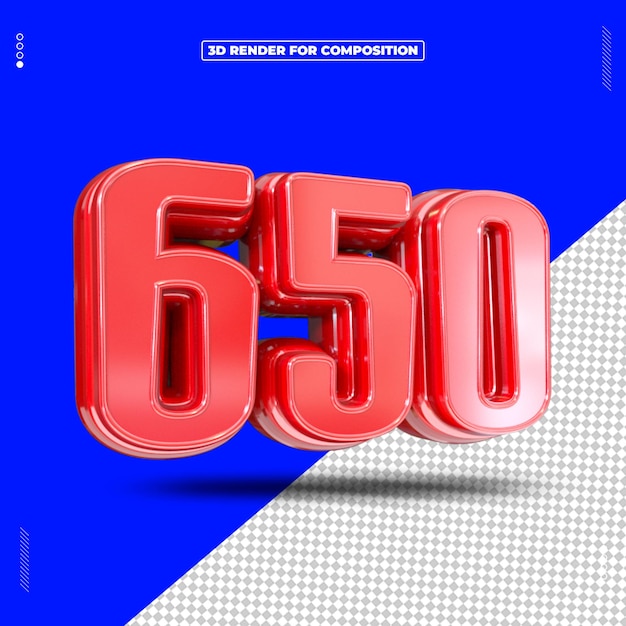 3D-Rendering der roten Nummer 650