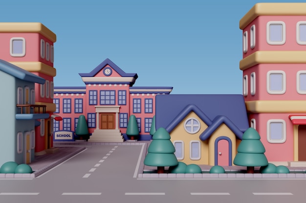 3D-Rendering der Stadt-Illustration.
