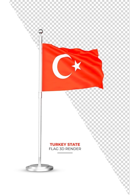 PSD 3d-rendering der türkischen staatsflagge