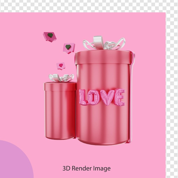 3d-rendering der valentinstag-geschenkbox