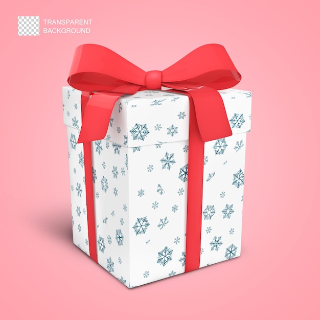 PSD 3d-rendering der weißen geschenkbox mit roter schleife