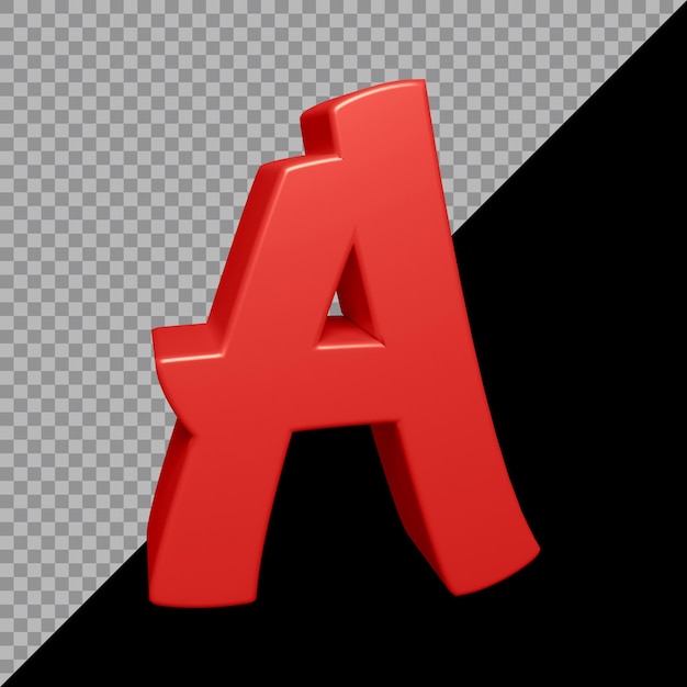 3d-rendering des alphabetbuchstaben a