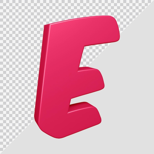 3d-rendering des alphabetbuchstaben e