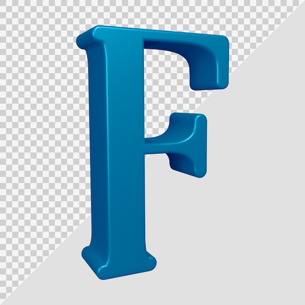 3d-rendering des alphabetbuchstaben f