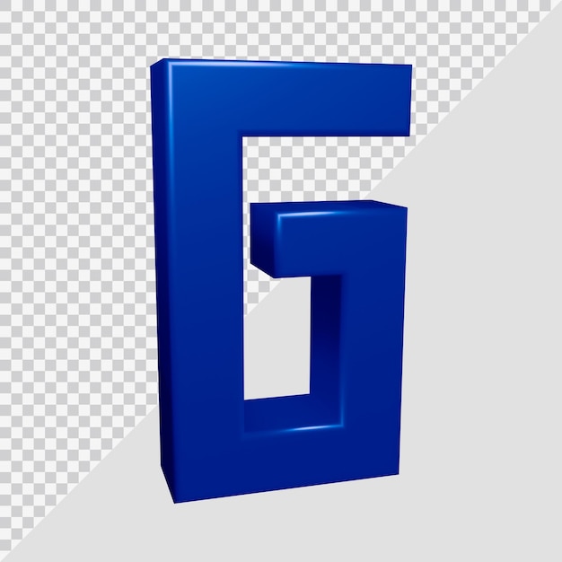 3d-rendering des alphabetbuchstaben g