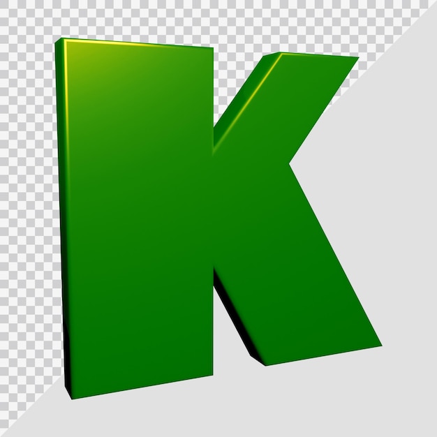 PSD 3d-rendering des alphabetbuchstaben k