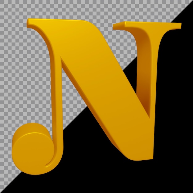 3D-Rendering des Alphabetbuchstaben n
