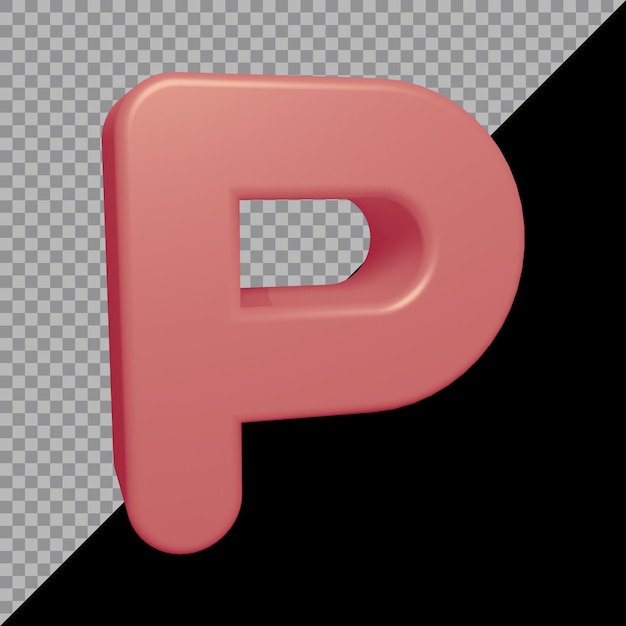 3D-Rendering des Alphabetbuchstaben p