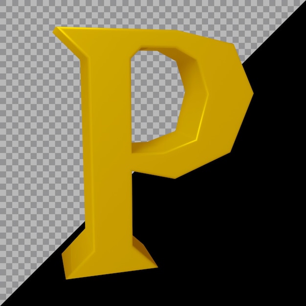 PSD 3d-rendering des alphabetbuchstaben p