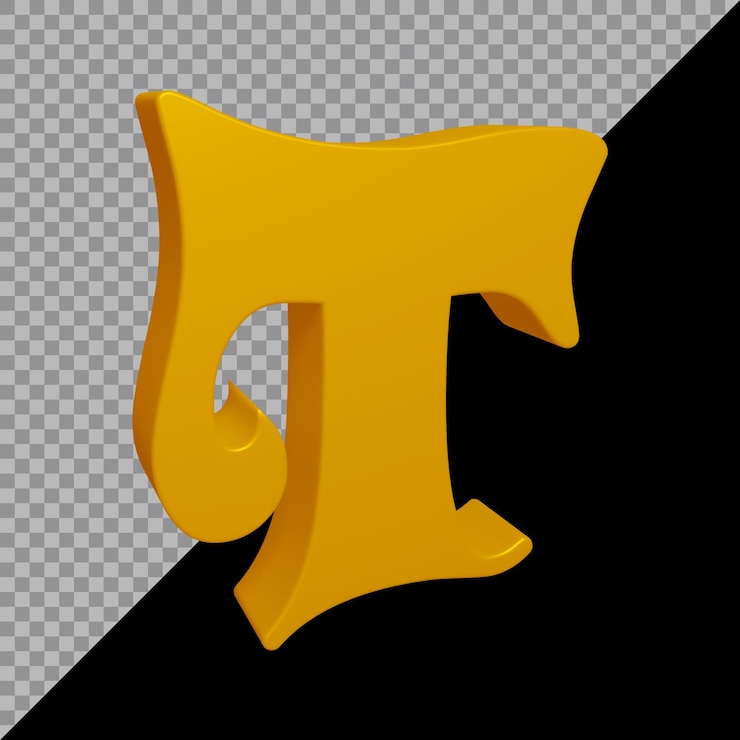 PSD 3d-rendering des alphabetbuchstaben t