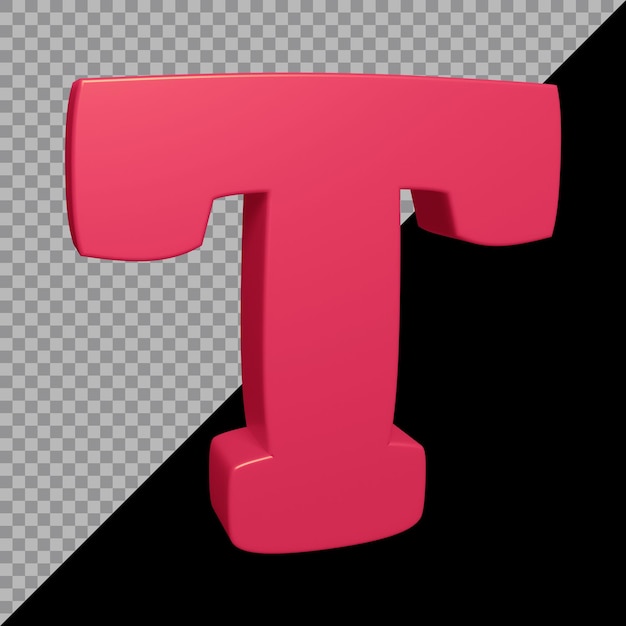 3D-Rendering des Alphabetbuchstaben t