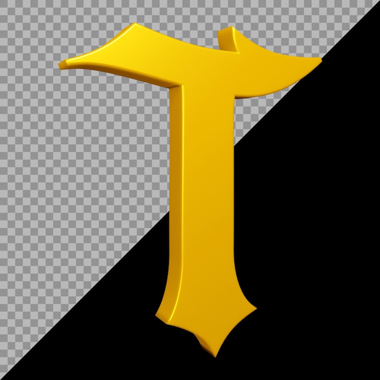 PSD 3d-rendering des alphabetbuchstaben t
