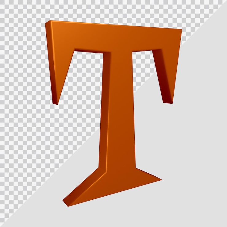 PSD 3d-rendering des alphabetbuchstaben t