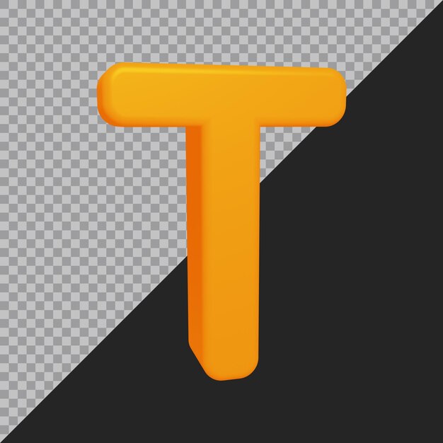 3D-Rendering des Alphabetbuchstaben t