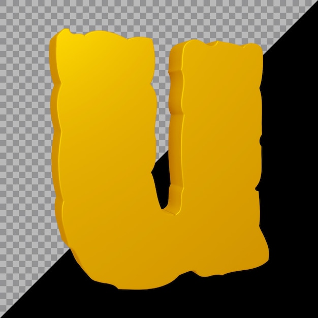 PSD 3d-rendering des alphabetbuchstaben u