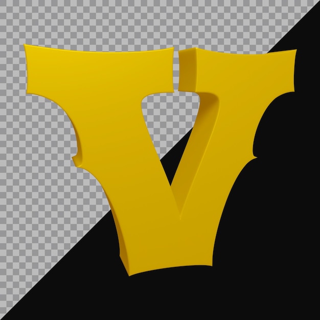 3D-Rendering des Alphabetbuchstaben v