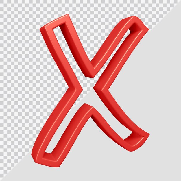 3d-rendering des alphabetbuchstaben x