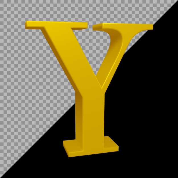 PSD 3d-rendering des alphabetbuchstaben y