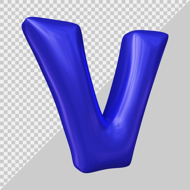 3d-rendering des alphabetbuchstabens v mit modernem stil