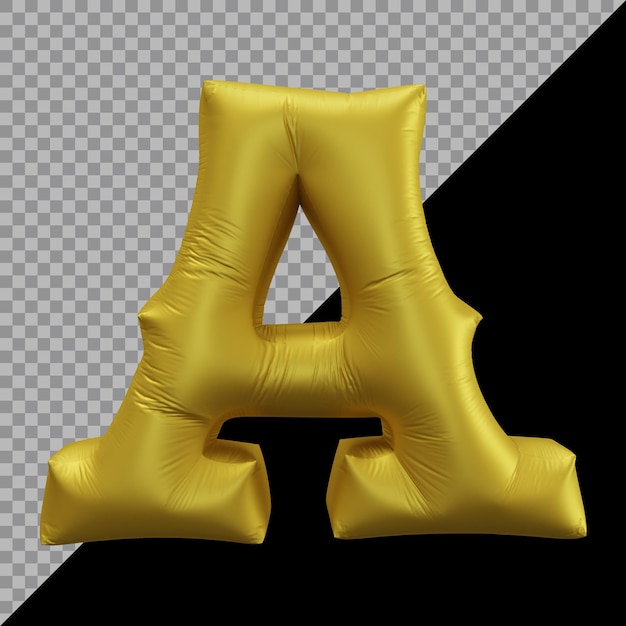 3d-rendering des alphabets buchstaben ein ballon gold