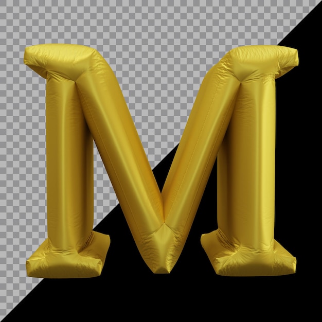 3d-rendering des alphabets buchstaben m ballon gold